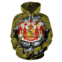 Polynesian Royal Coat of Arms Kanaka Map Hawaii Custom Hoodie Yellow - Polynesian Pride