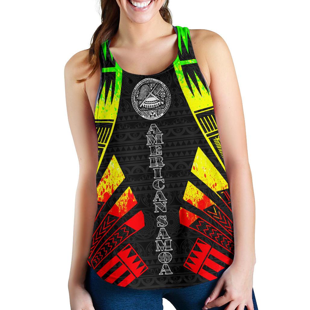 American Samoa Women Racerback Tank - Polynesian Tattoo Reggae Art - Polynesian Pride