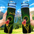 Cook Islands Polynesian Custom Personalised Hydro Tracking Bottle - Floral With Seal Flag Color One Style 32oz Large Green - Polynesian Pride