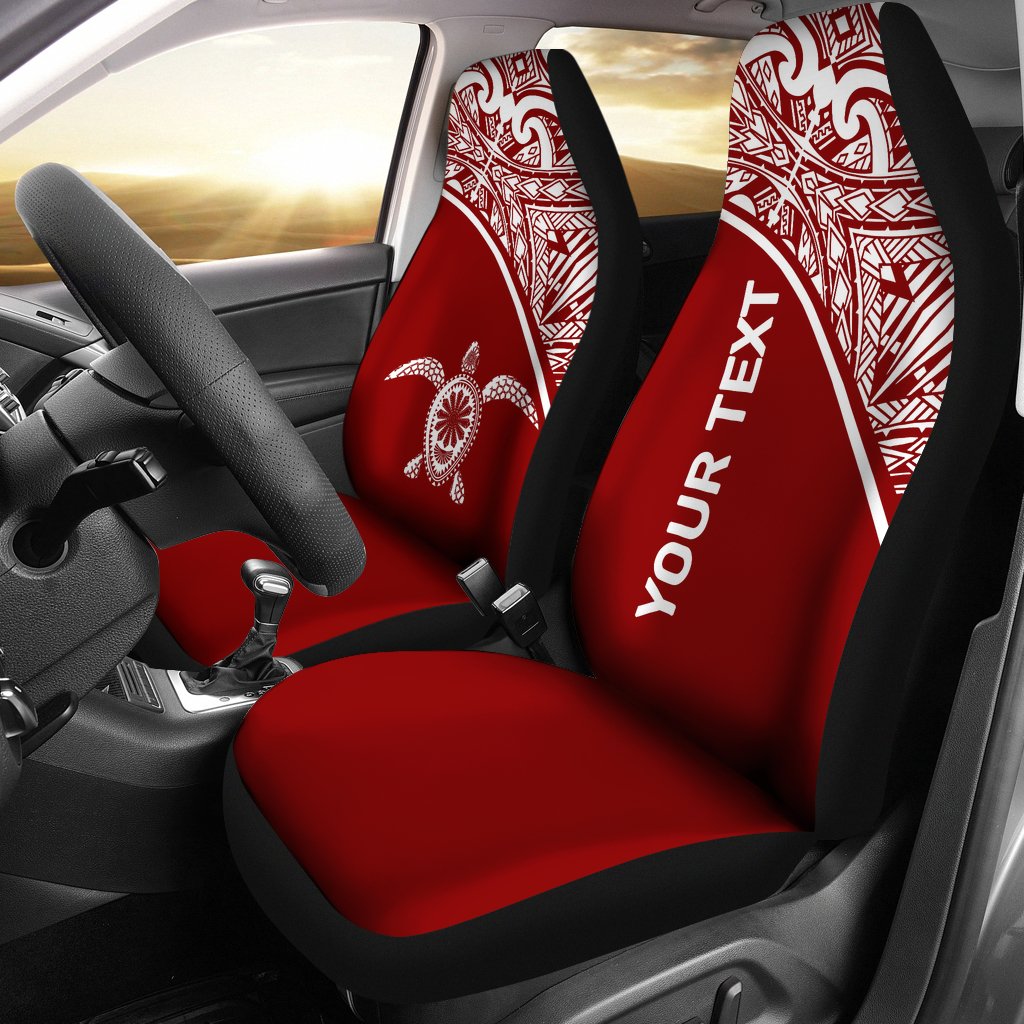 Hawaii Custom Personalised Car Seat Covers - Polynesian White Turtle Curve Red Universal Fit Red - Polynesian Pride