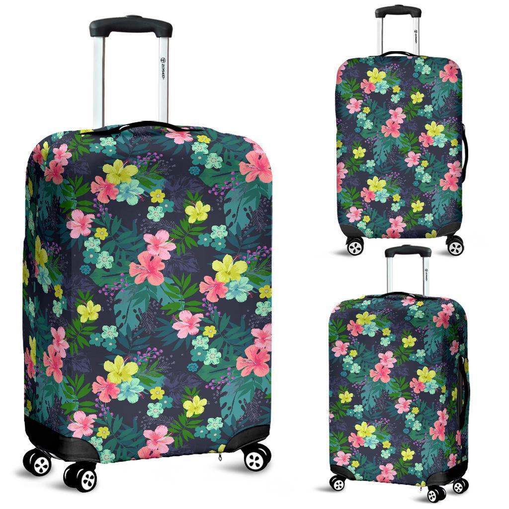 Tropical Hibiscus Luggage Cover White - Polynesian Pride