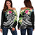 The Philippines Women's Off Shoulder Sweater - Summer Plumeria (Black) Black - Polynesian Pride