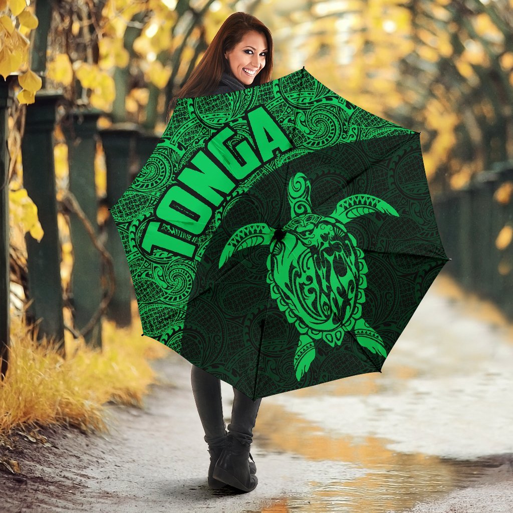 Tonga Umbrella Turtle Mermaid Polynesian Pattern Green - Polynesian Pride