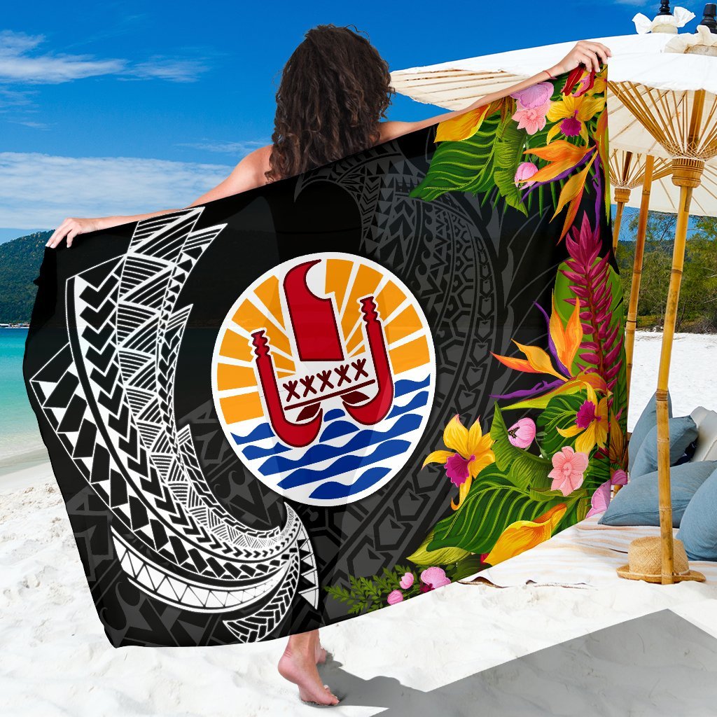 Tahiti Sarong - Seal Spiral Polynesian Patterns Sarong - Tahiti Black - Polynesian Pride