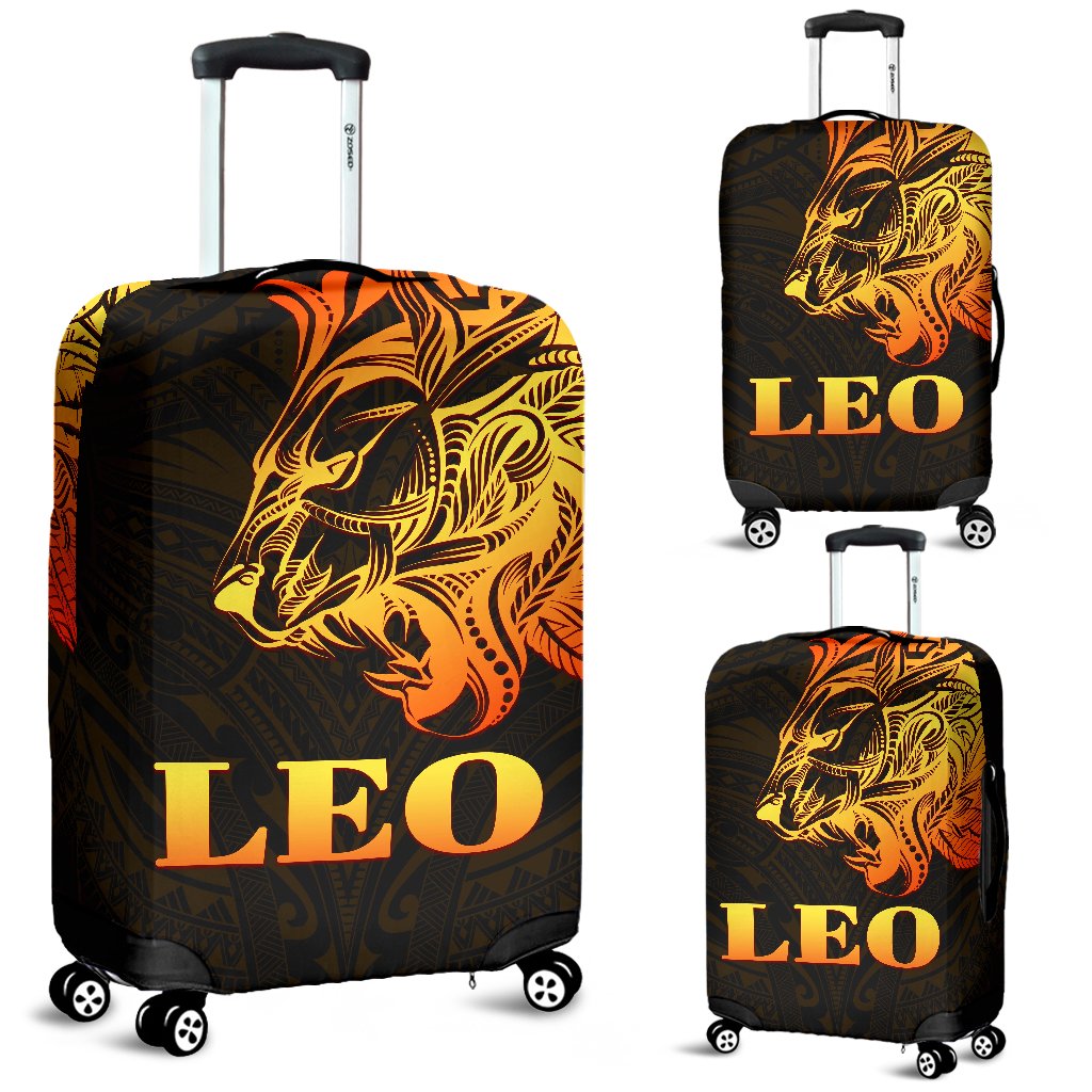 Sun In Leo Zodiac Luggage Covers Polynesian Tattoo Simple - Orange Black Orange - Polynesian Pride