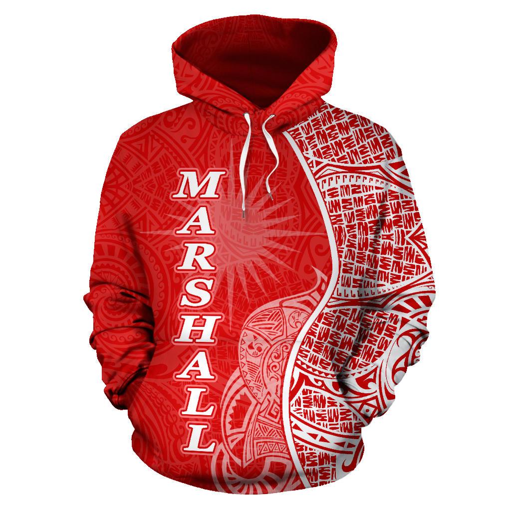 Marshall Islands Polynesian Hoodie Coconut Tree Red nd White - Polynesian Pride