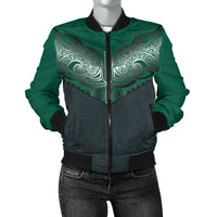 Koru Polynesian Tattoo Women Bomber Jacket Navy - Polynesian Pride