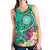 American Samoa Polynesian Women's Racerback Tank - Turtle Plumeria (Turquoise) - Polynesian Pride