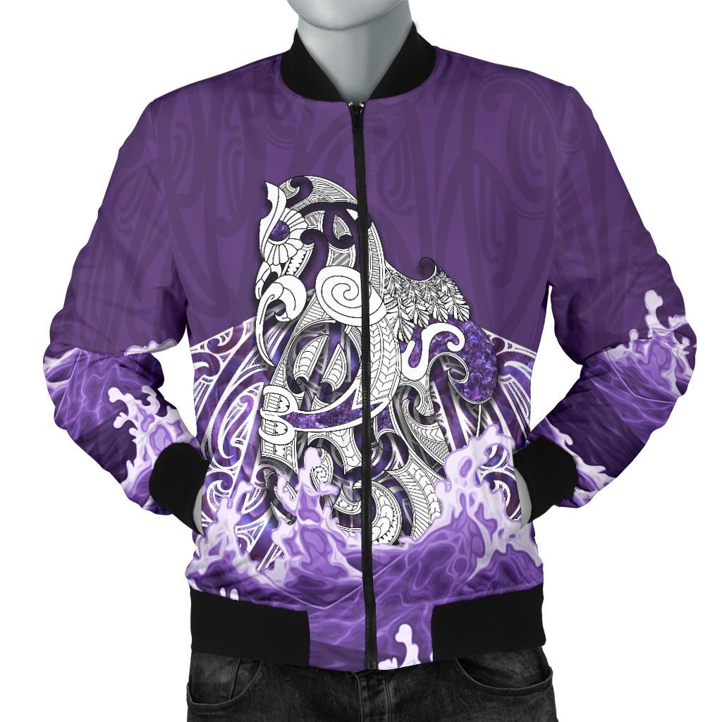 Maori Manaia The Blue Sea Bomber Jacket for Men, Purple Purple - Polynesian Pride