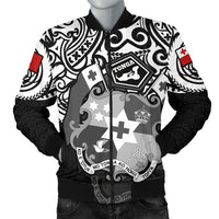 Tonga Polynesian Bomber Jacket (Men) - Tongan Pride (White) White - Polynesian Pride