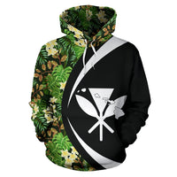 Kanaka Tropical Leaves and Plumeria Hoodie Circle Style - Polynesian Pride