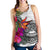 American Samoa Women's Racerback Tank Hibiscus Polynesian White Pattern - Polynesian Pride