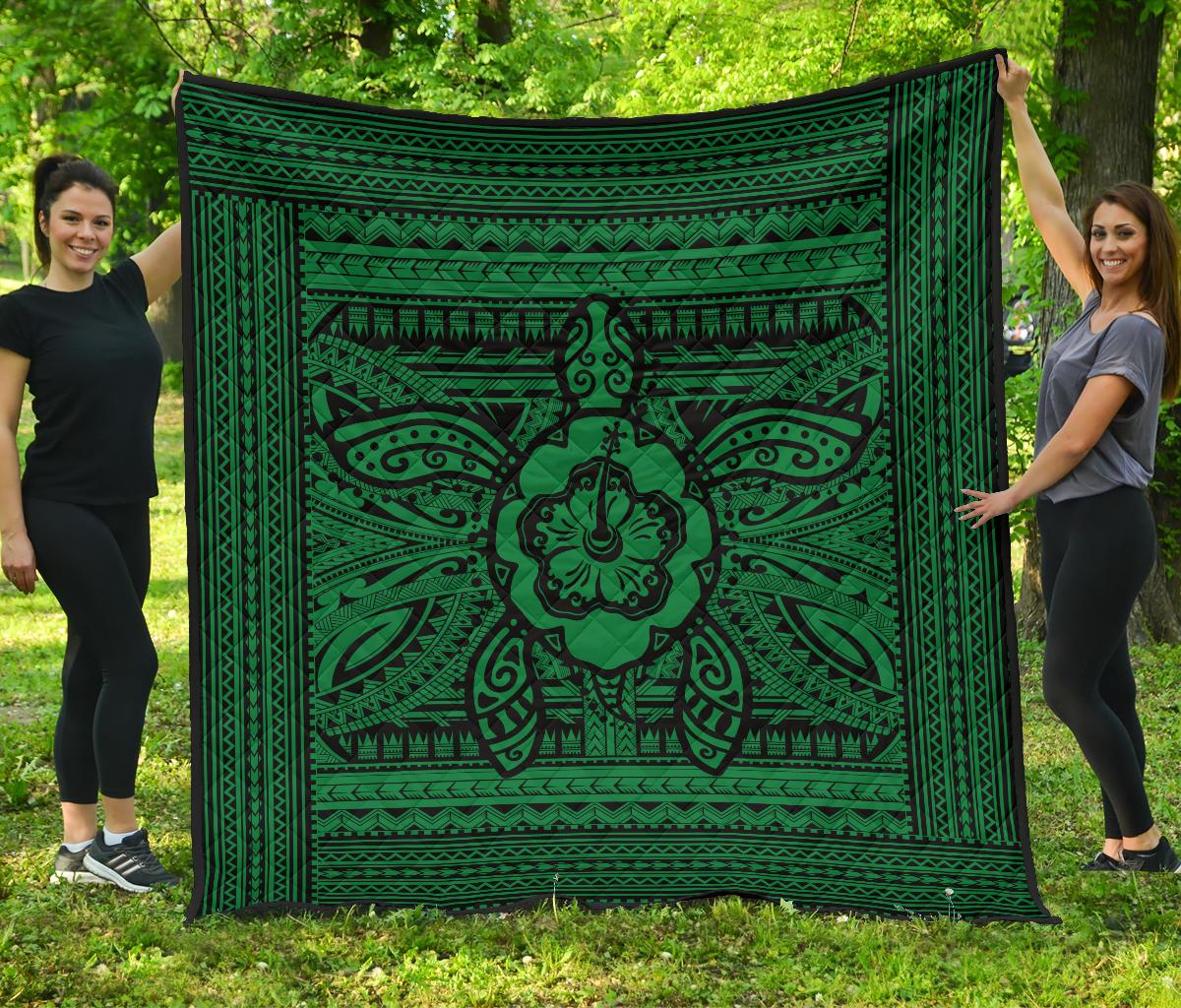 Hawaii Polyensian Turtle Premium Quilt Green Green - Polynesian Pride