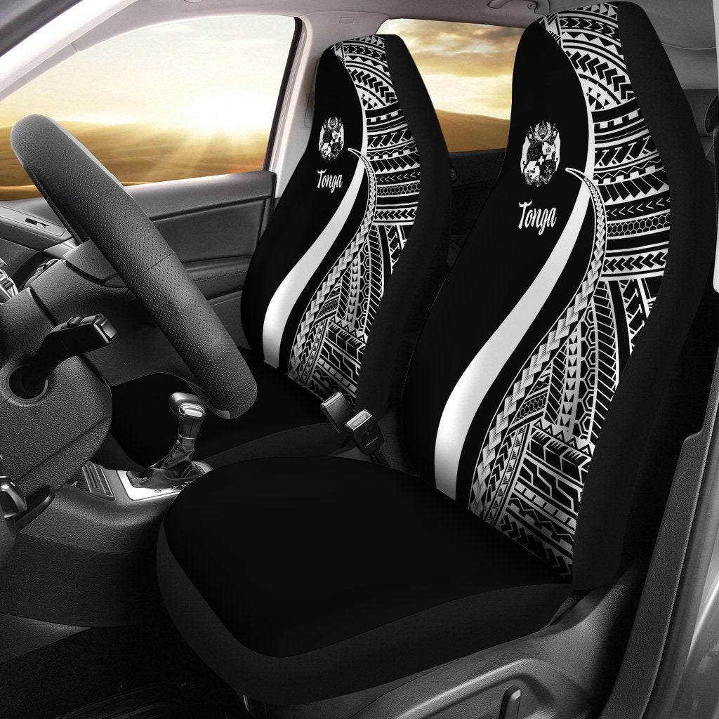 Tonga Car Seat Covers - White Polynesian Tentacle Tribal Pattern Universal Fit White - Polynesian Pride