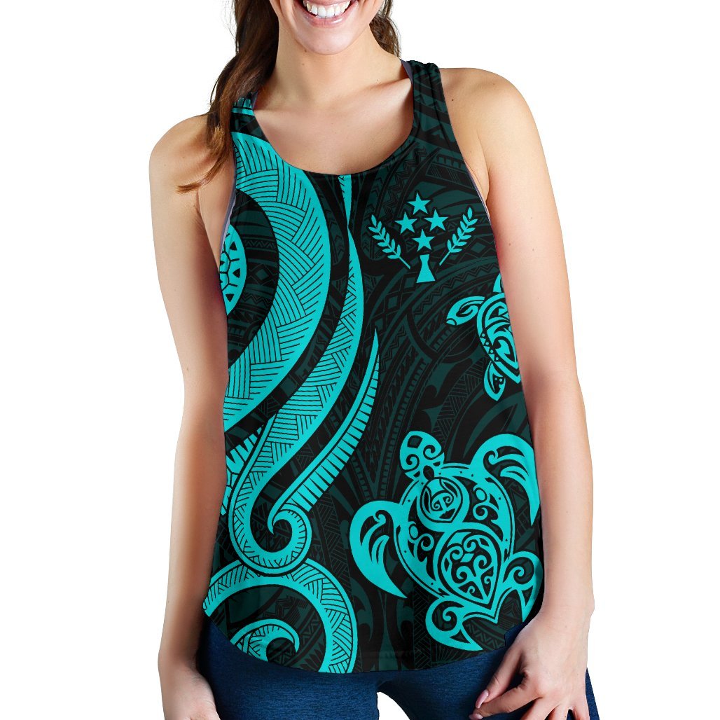 Kosrae Micronesian Women Racerback Tank - Turquoise Tentacle Turtle - Polynesian Pride
