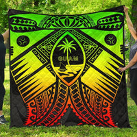 Guam Polynesian Premium Quilt - Guam Reggae Seal with Polynesian Tattoo - Polynesian Pride