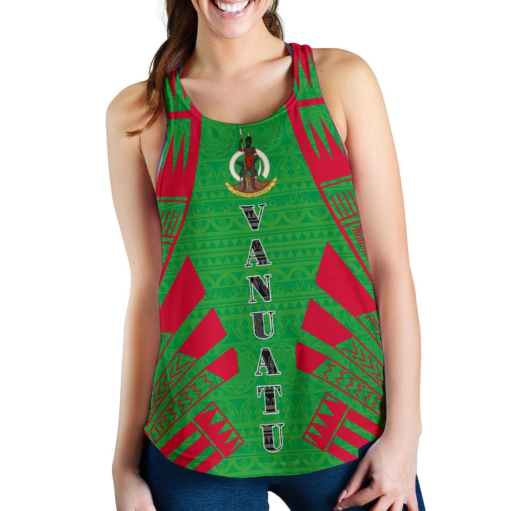 Vanuatu Women Racerback Tank - Polynesian Tattoo Flag White - Polynesian Pride