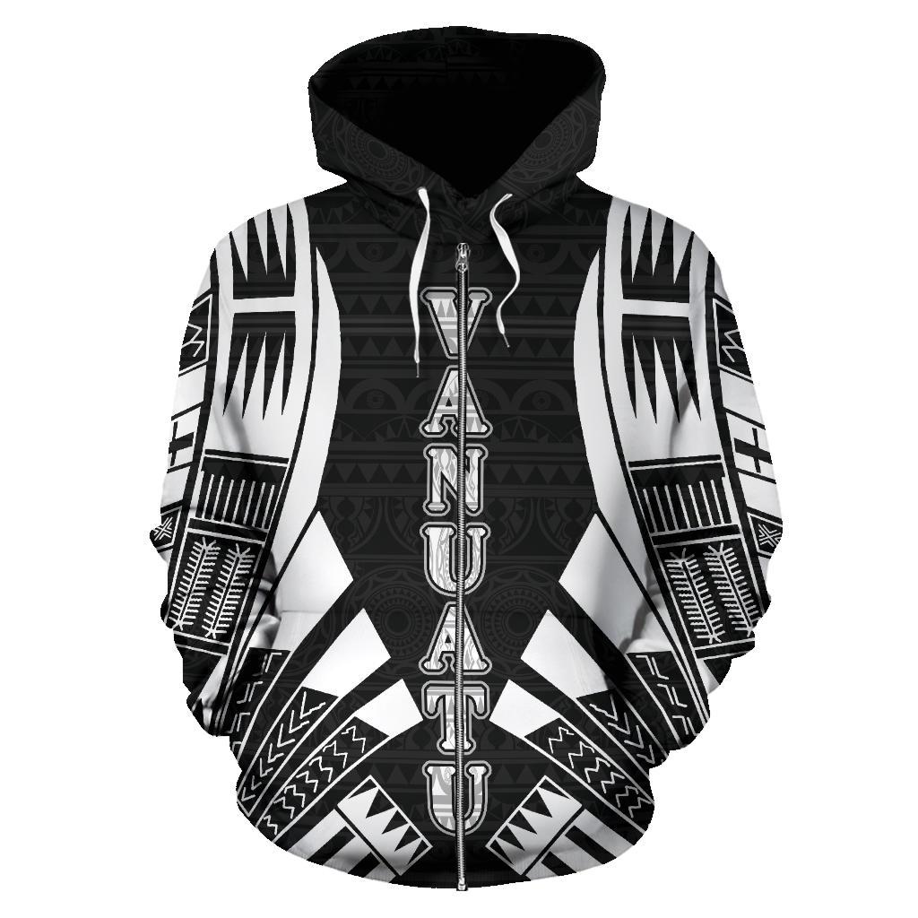 Vanuatu Polynesian Zip up Hoodie Black Tattoo - Polynesian Pride