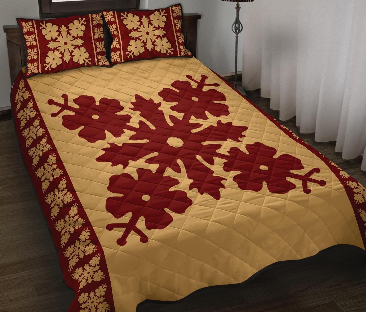Hawaiian Quilt Pattern Hibiscus Nice Quilt Bed Set - Polynesian Pride