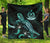 Vanuatu Polynesian Premium Quilt - Turtle With Blooming Hibiscus Turquoise - Polynesian Pride