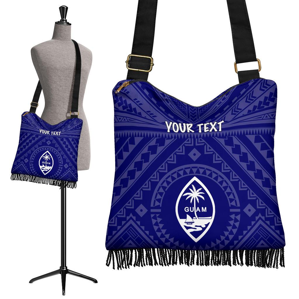 Guam Personalised Boho Handbag - Guam Seal With Polynesian Tattoo Style (Blue) - Polynesian Pride