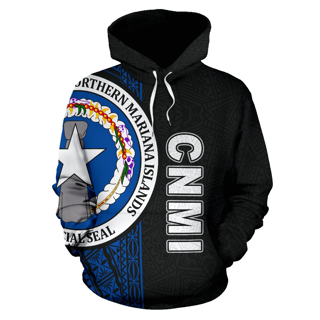 Northern Mariana Islands Polynesian All Over Hoodie Blue Line - Polynesian Pride