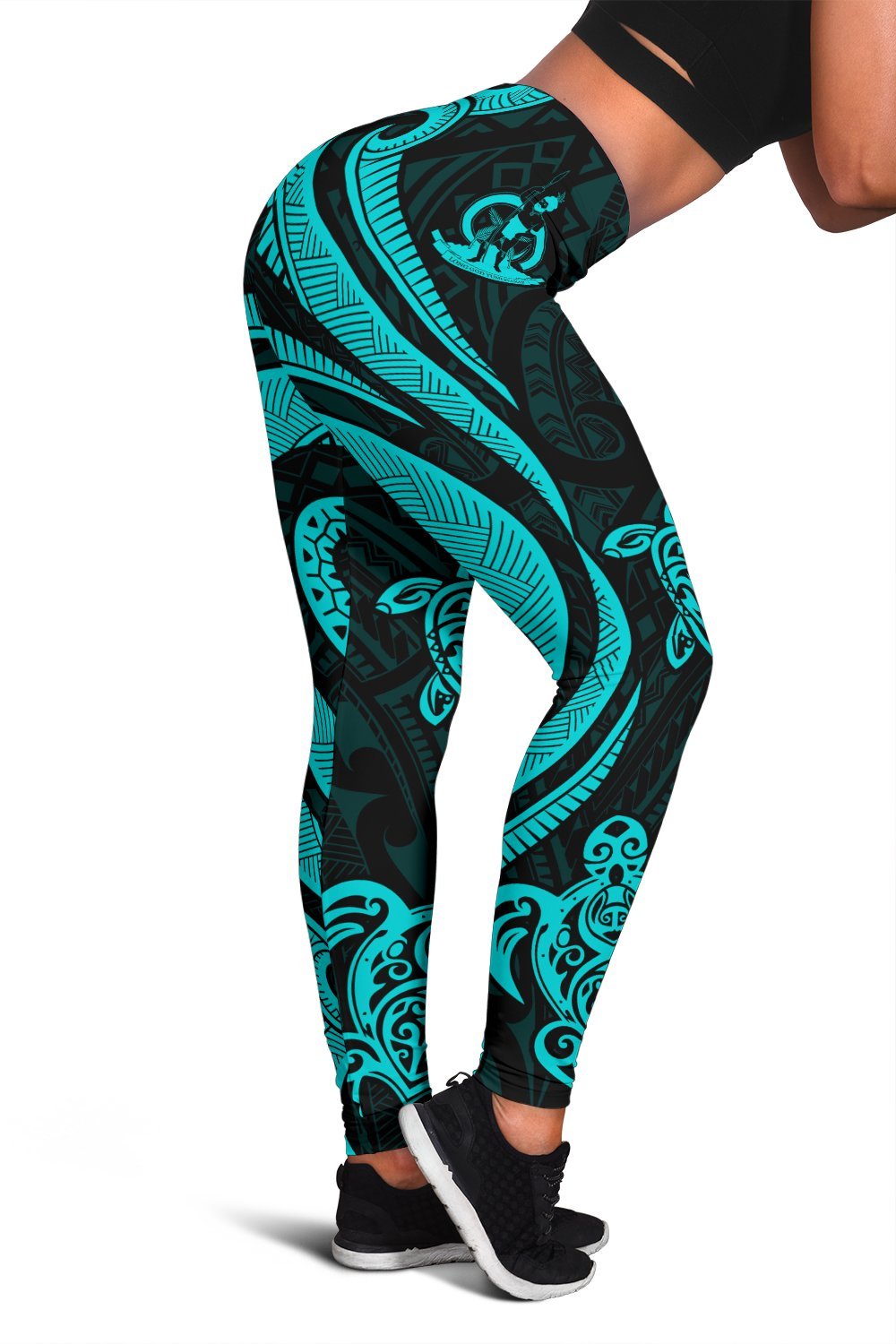 Vanuatu Women's Leggings - Turquoise Tentacle Turtle - Polynesian Pride