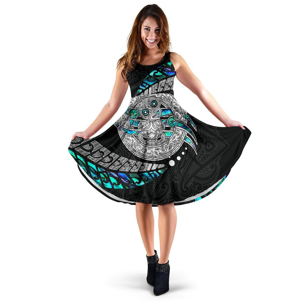 Maori New Zealand Women's Dress Hei Tiki Sport Style Midi Dress - Tiki Black - Polynesian Pride