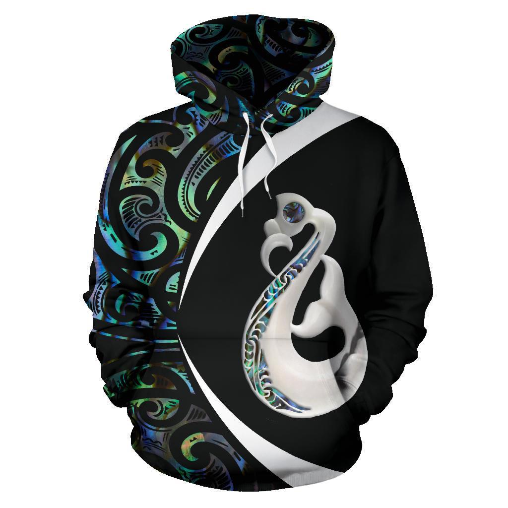 Maori Manaia Paua Shell Hoodie Circle Bennett Unisex Art - Polynesian Pride