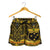 American Samoa All Over Print Women's Shorts - Samoa Coat Of Arm, Polynesian Tattoo Golden Women Golden - Polynesian Pride