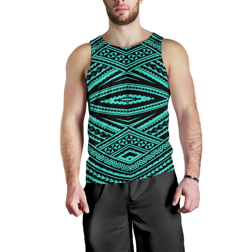 Polynesian Tatau Turquoise Hawaii Men's Tank Top Turquoise - Polynesian Pride
