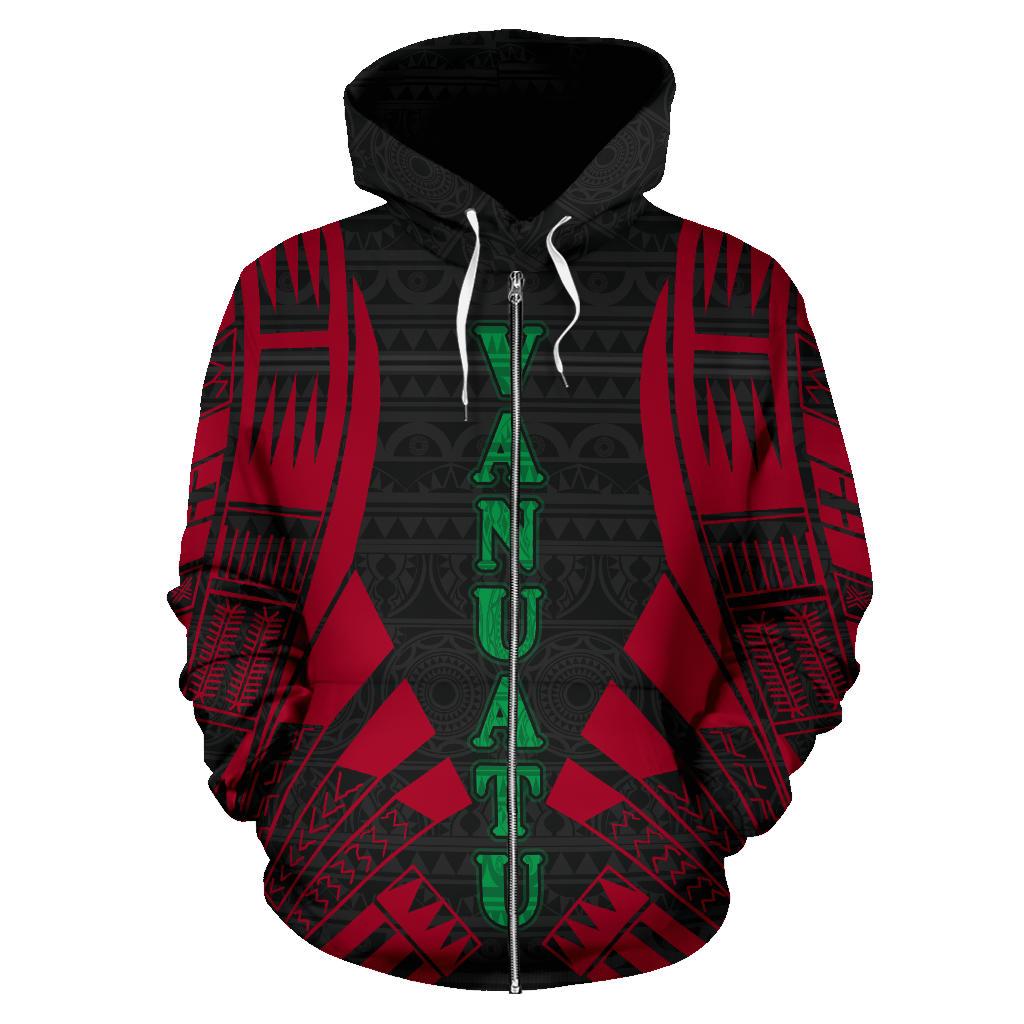 Vanuatu Polynesian Zip up Hoodie Red Tattoo - Polynesian Pride