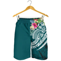 Tonga Polynesian Men's Short - Summer Plumeria (Turquoise) - Polynesian Pride