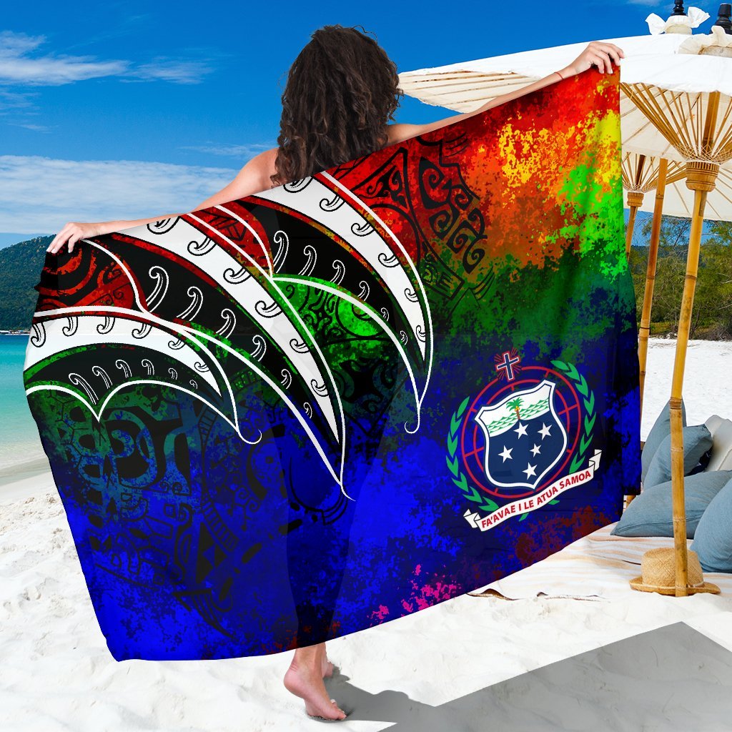 Samoa Sarong - Tropical Leaf Rainbow Color SARONG ONE SIZE Rainbow Color - Polynesian Pride