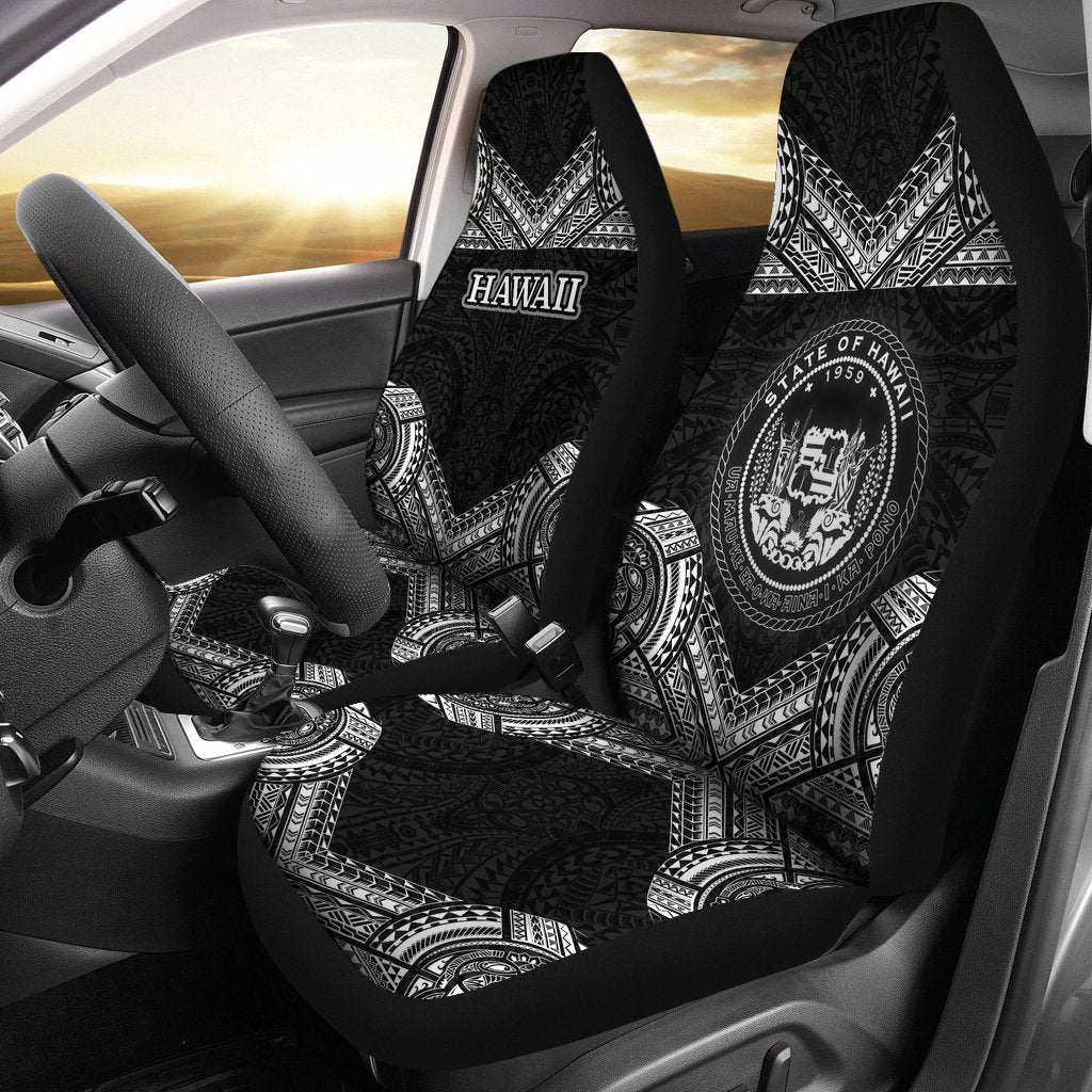 Hawaii Car Seat Covers - Turtle Polynesian Pattern Universal Fit Black - Polynesian Pride