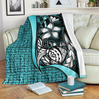 Kosrae Micronesia Premium Blanket Turquoise - Turtle With Hook White - Polynesian Pride
