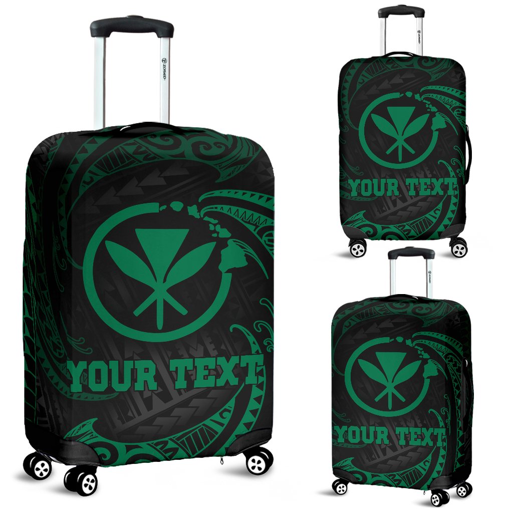 Hawaii Polynesian Custom Personalised Luggage Covers - Green Tribal Wave Art - Polynesian Pride