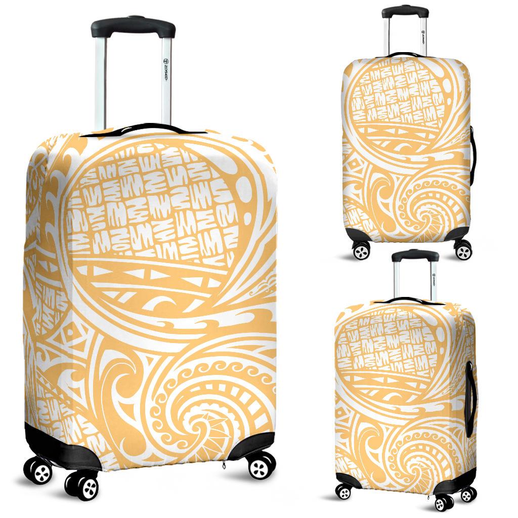 Polynesian Luggage Cover 29 White-Gold - Polynesian Pride