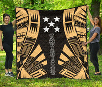 Gambier Islands Premium Quilt - Gambier Islands Flag Polynesian Gold Tattoo Gold - Polynesian Pride