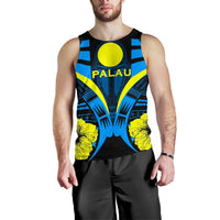 Palau Tattoo Men Tank Top Hibiscus K9 Black - Polynesian Pride