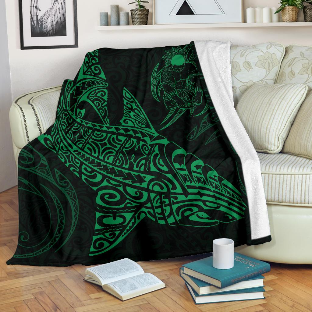 Shark Polynesian Blanket - Polynesian Tattoo Green - Polynesian Pride