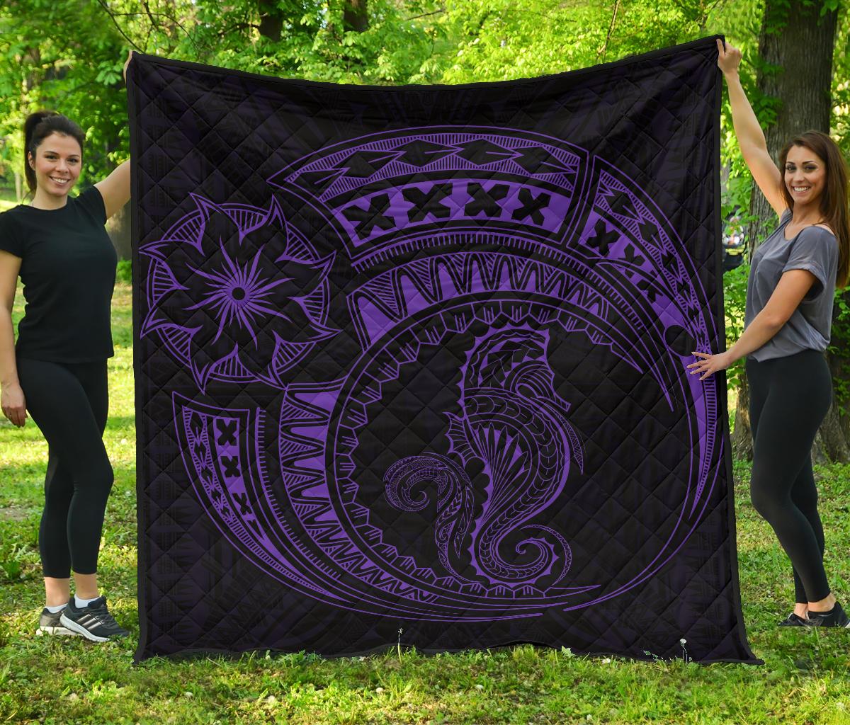 Polynesian Quilt - Polynesian Purple Seahorse Tattoo - Polynesian Pride