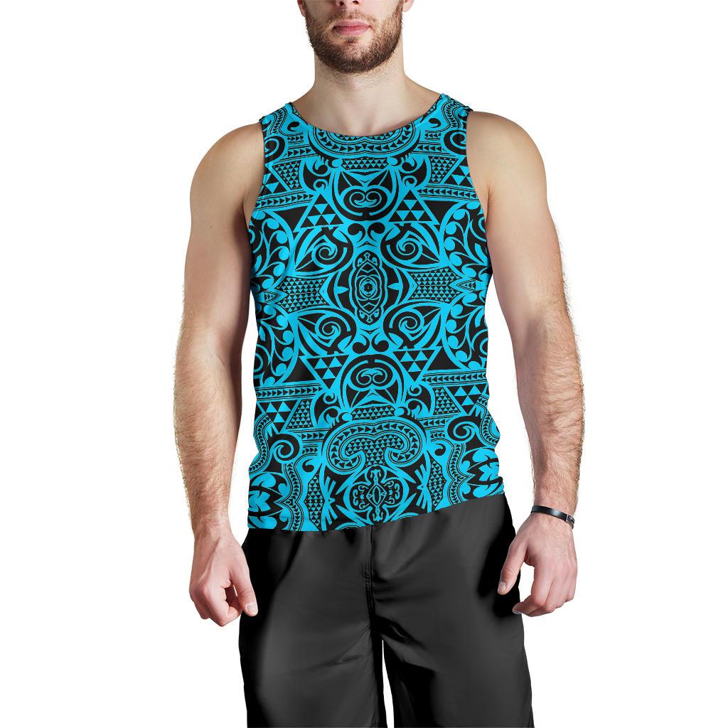Polynesian Men's Tank Top Grown Blue White - Polynesian Pride