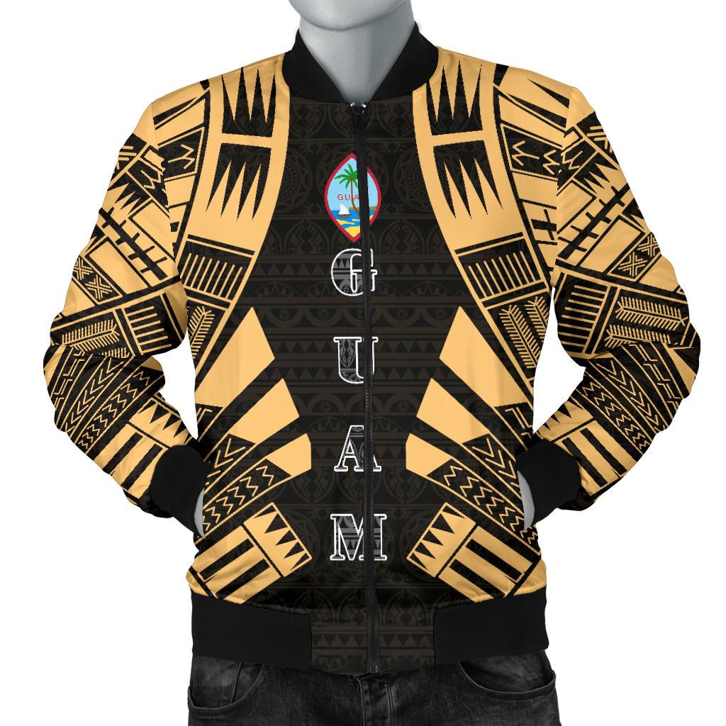 Guam Men Bomber Jackets - Polynesian Tattoo Gold Gold - Polynesian Pride