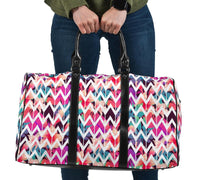 Palm Foliage On Striped Zigzag Hawaii Travel Bag Travel Bag One size Black - Polynesian Pride