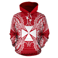 Wallis nd Futuna Polynesian ll Over Hoodie Map Red White - Polynesian Pride
