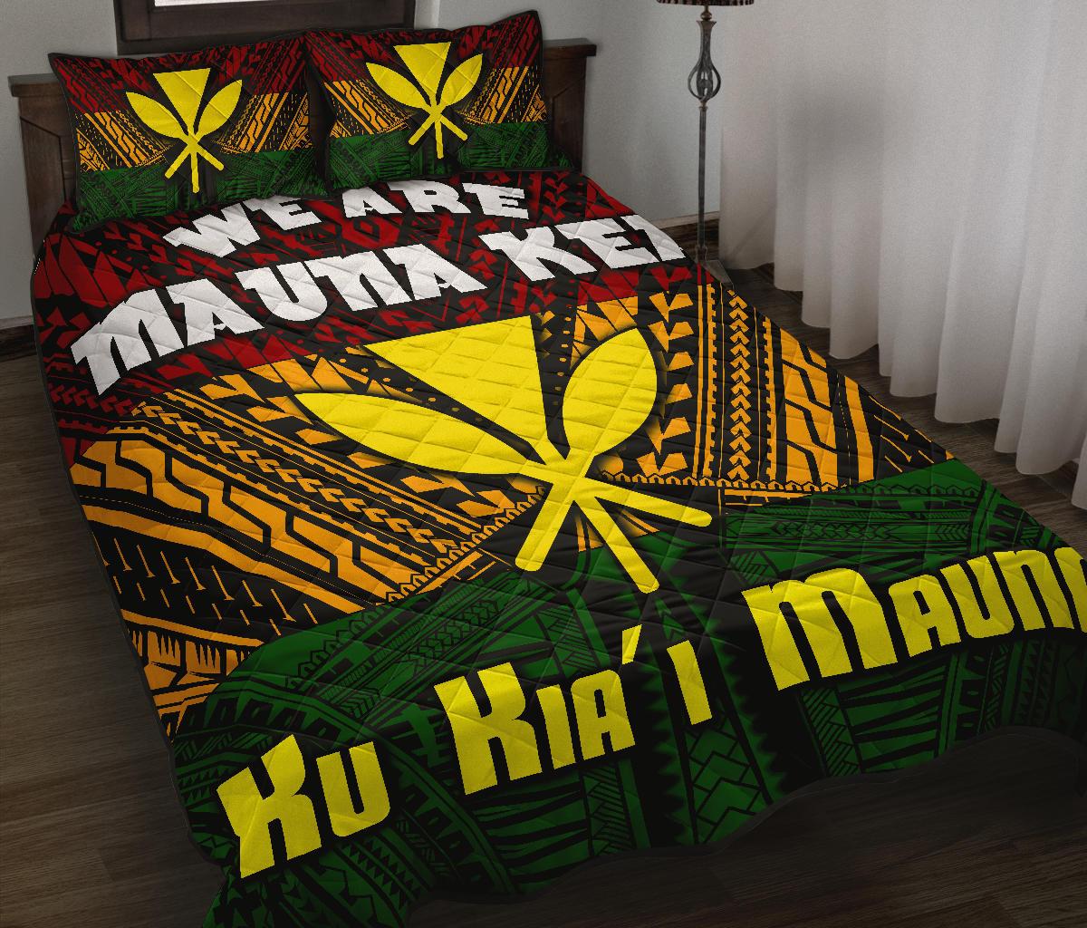 Hawaii Mauna Kea Kanaka Polynesian Quilt Bed Set - Hill Style - AH - Polynesian Pride