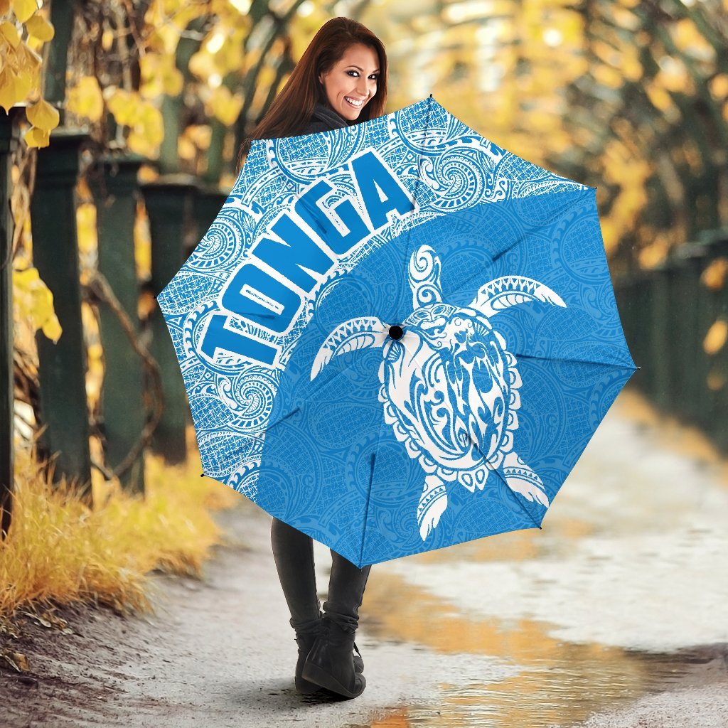 Tonga Umbrella Turtle Mermaid Polynesian Pattern White Blue - Polynesian Pride