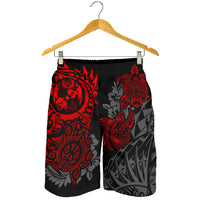 Tonga Polynesian Shorts (Men) - Red Turtle Flowing - Polynesian Pride