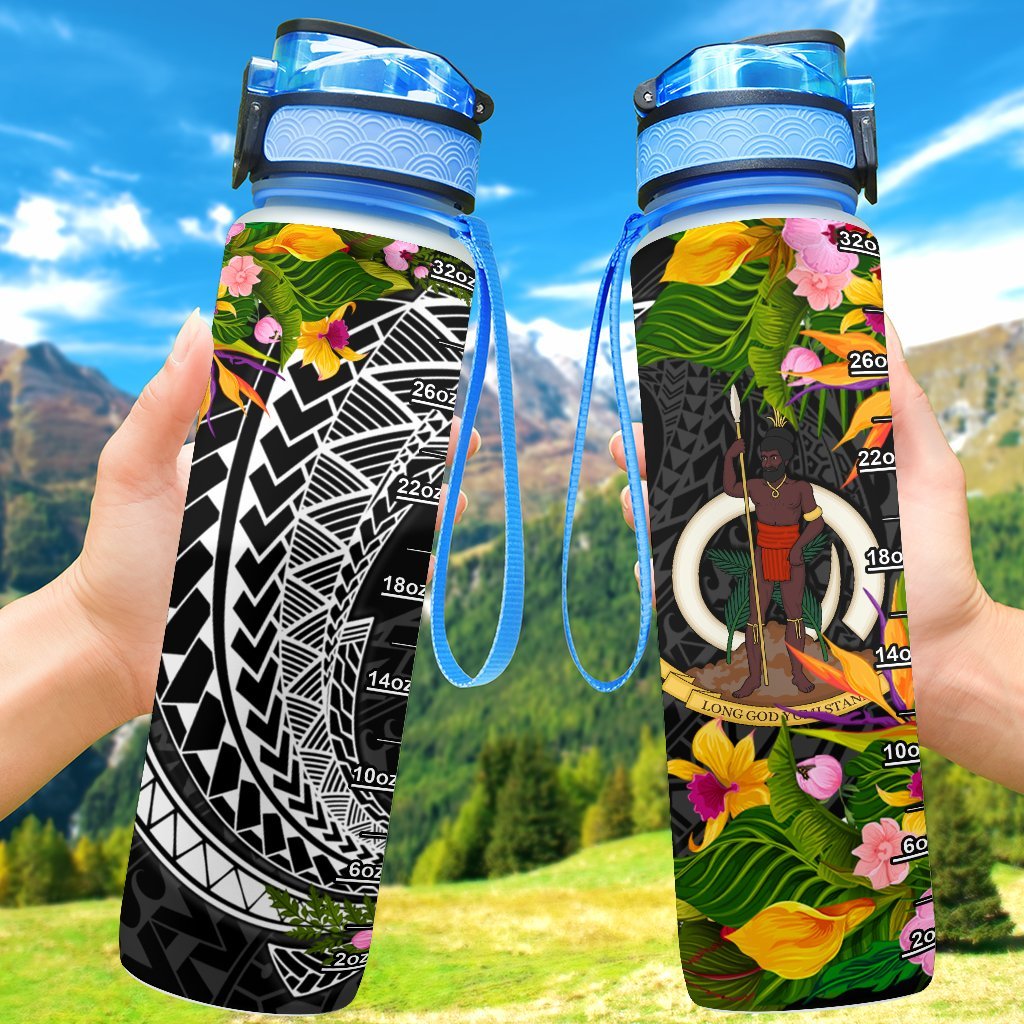 Vanuatu Hydro Tracking Bottle - Seal Spiral Polynesian Patterns Hydro Tracking Bottle - Vanuatu 32oz Large Black - Polynesian Pride
